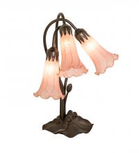 Meyda White 98715 - 16" High Pink Tiffany Pond Lily 3 Light Accent Lamp